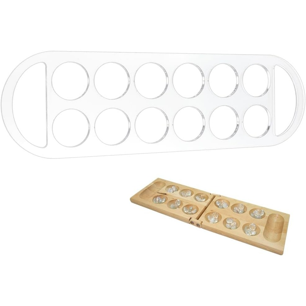 Board Game Template - 12포켓 만칼라 보드 템플릿 15.7x4.7인치 투명